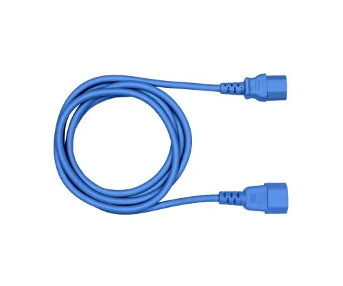 DINIC Kaltgerätekabel C13 auf C14, 0,75mm², Verlängerung, VDE, blau, Länge 1,80m